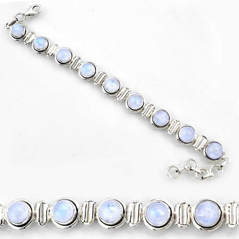 28.61cts natural rainbow moonstone 925 sterling silver bracelet jewelry r44755