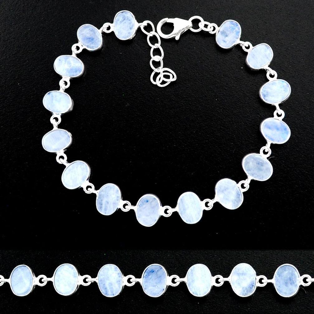 23.70cts natural rainbow moonstone 925 sterling handmade silver bracelet r88203