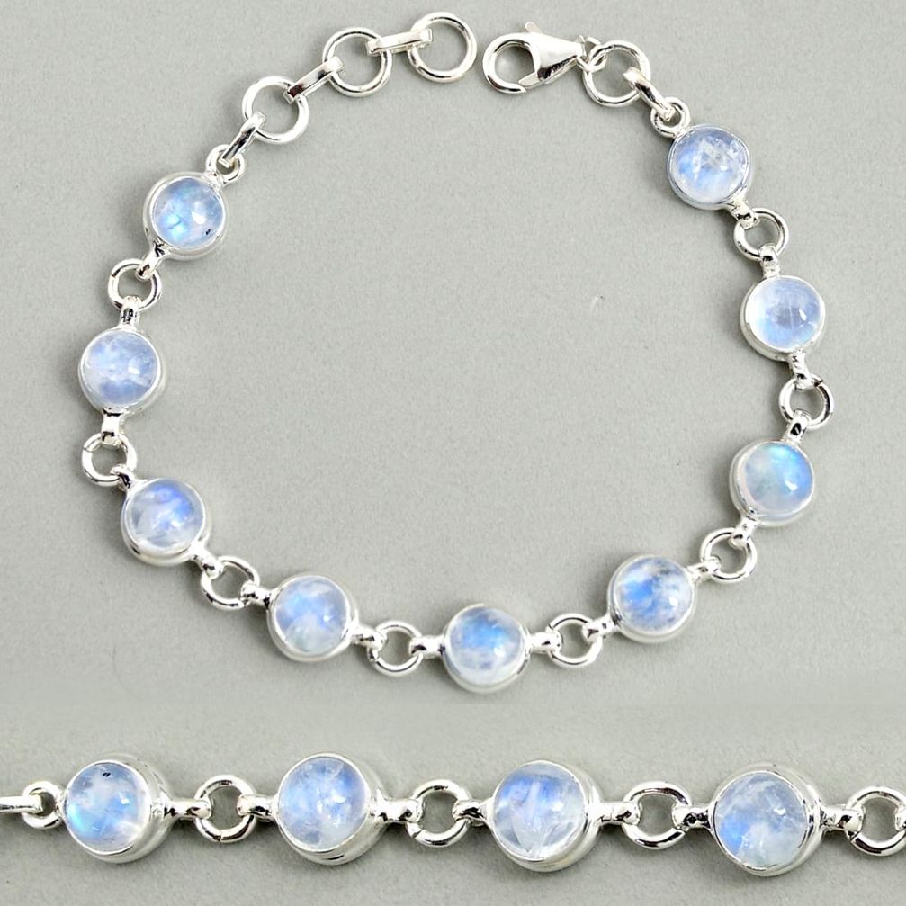 21.57cts natural rainbow moonstone 925 sterling silver tennis bracelet r25107