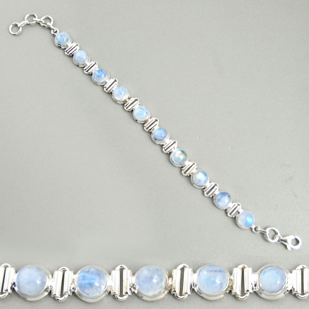 22.75cts natural rainbow moonstone 925 sterling silver tennis bracelet r25120