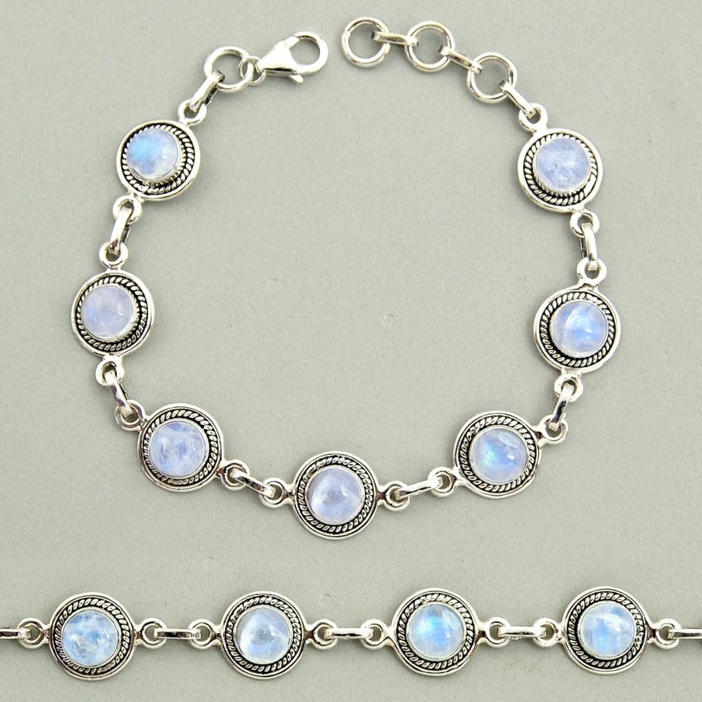 19.89cts natural rainbow moonstone 925 sterling silver tennis bracelet r25123