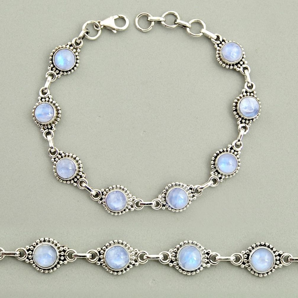 23.21cts natural rainbow moonstone 925 sterling silver tennis bracelet r25125