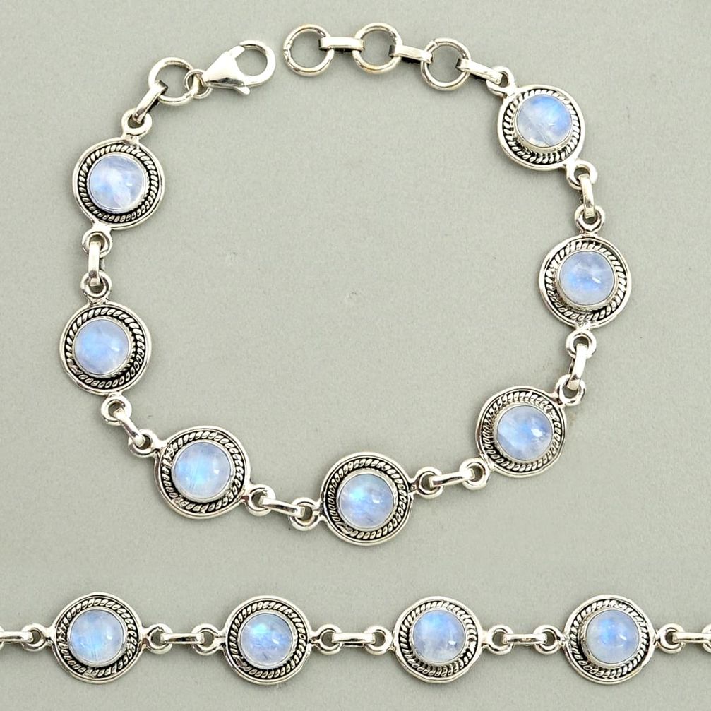 20.21cts natural rainbow moonstone 925 sterling silver tennis bracelet r25126