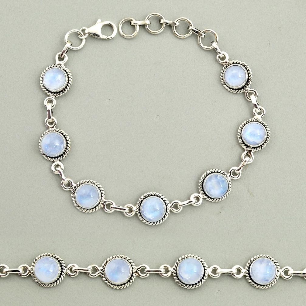19.97cts natural rainbow moonstone 925 sterling silver tennis bracelet r25128