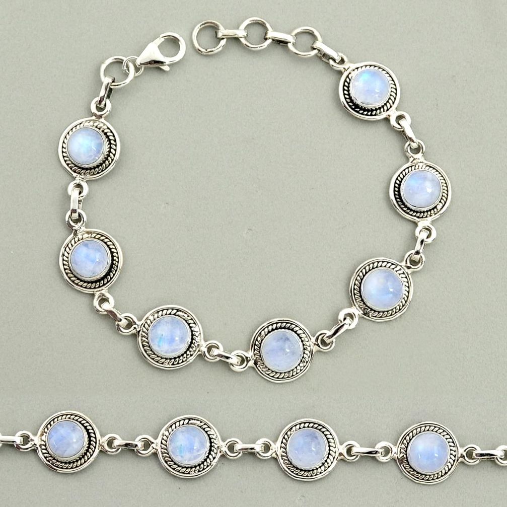 20.85cts natural rainbow moonstone 925 sterling silver tennis bracelet r25132
