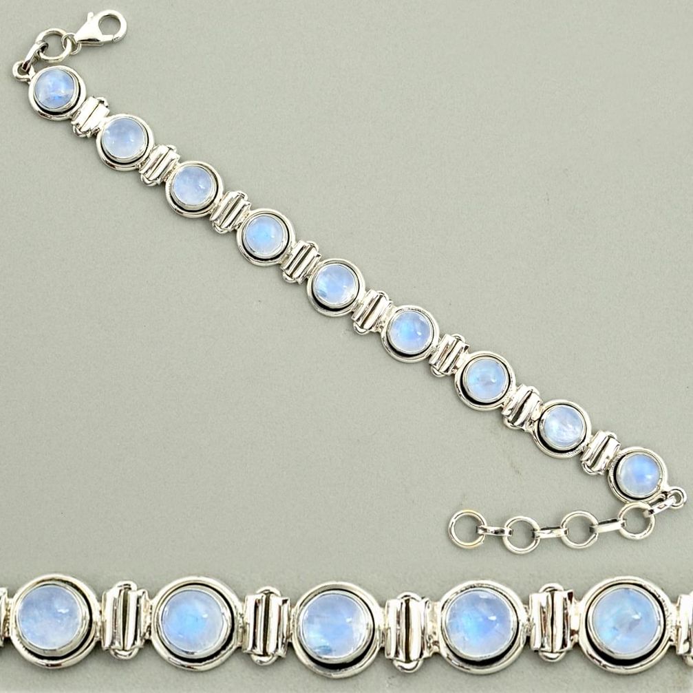 24.16cts natural rainbow moonstone 925 sterling silver tennis bracelet r25136