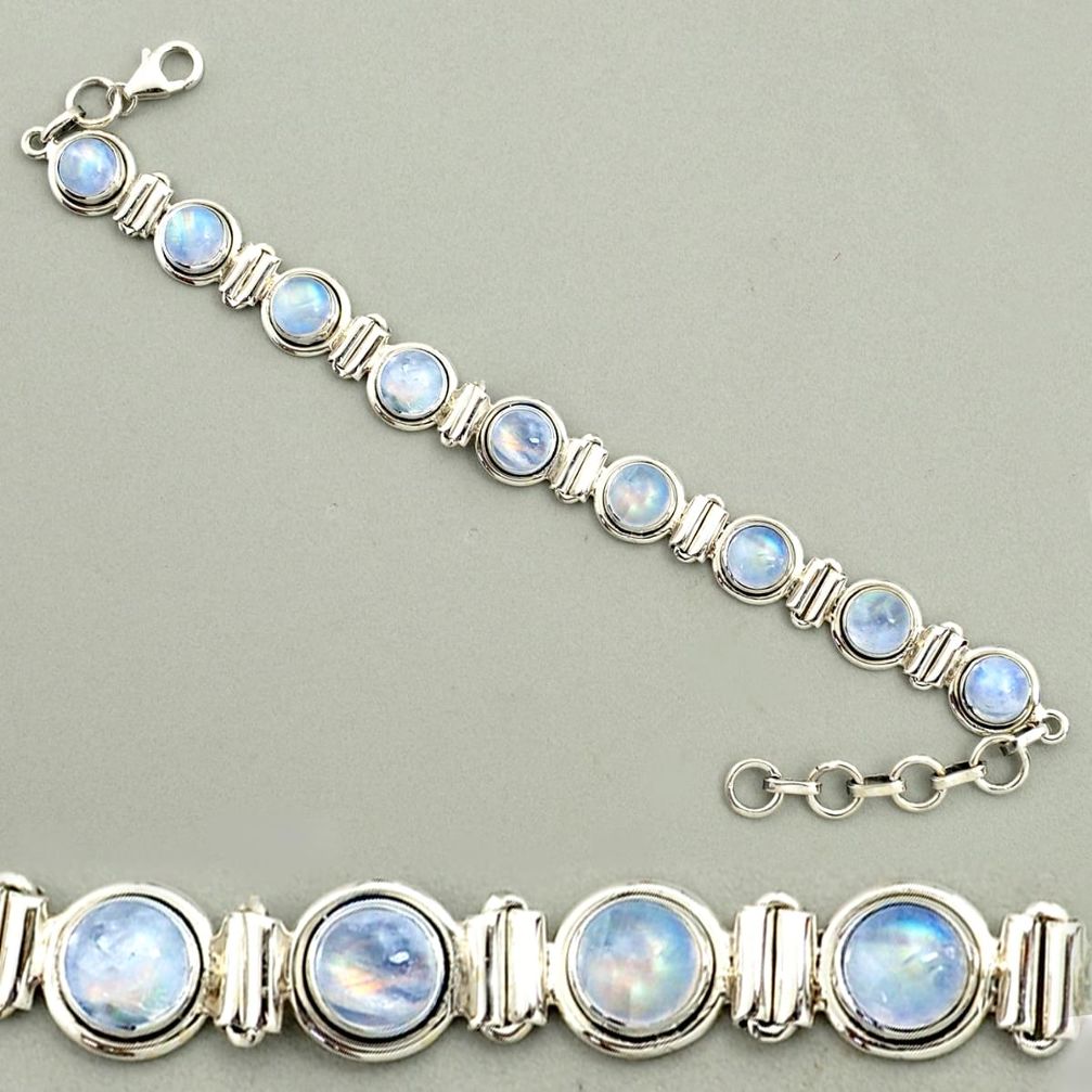24.47cts natural rainbow moonstone 925 sterling silver tennis bracelet r25138