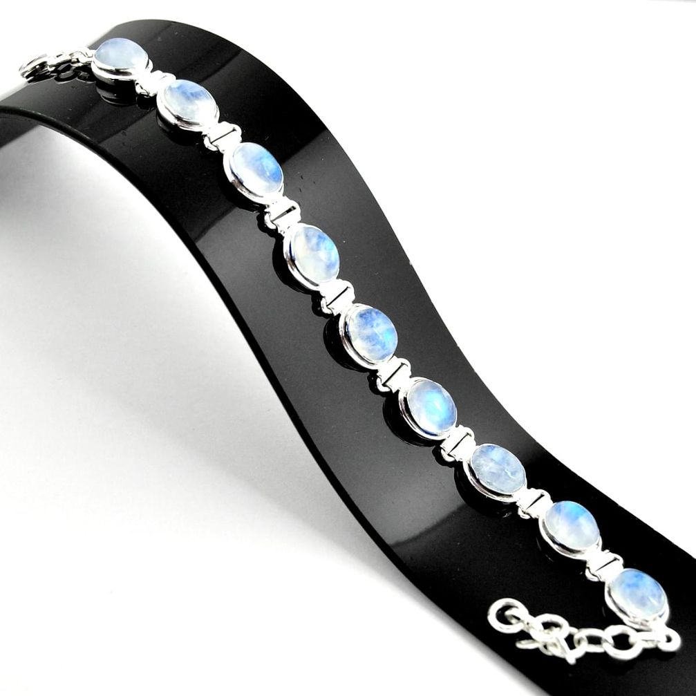 38.68cts natural rainbow moonstone 925 sterling silver tennis bracelet r38863