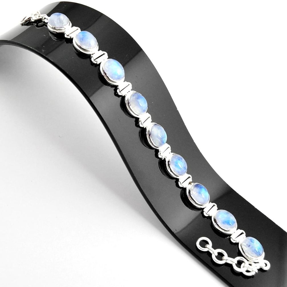 39.91cts natural rainbow moonstone 925 sterling silver tennis bracelet r38871