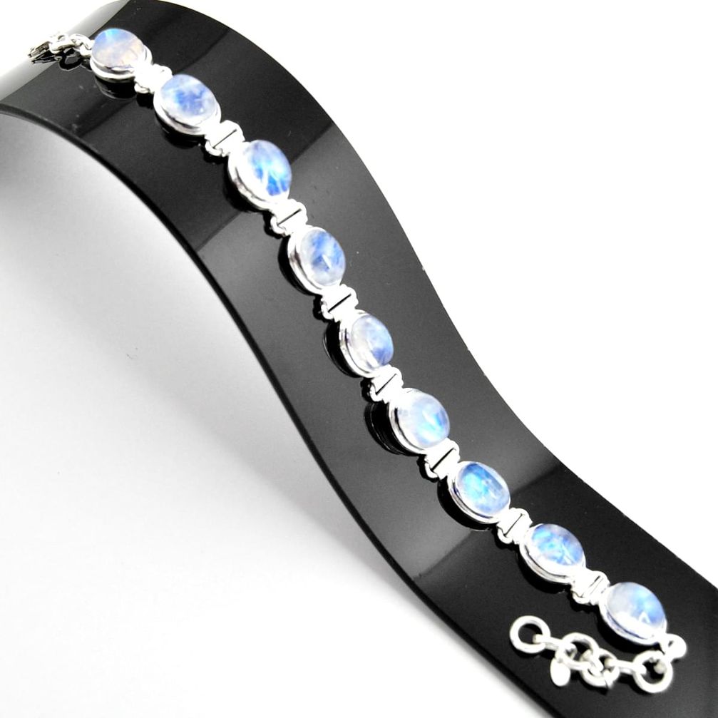 39.01cts natural rainbow moonstone 925 sterling silver tennis bracelet r38872
