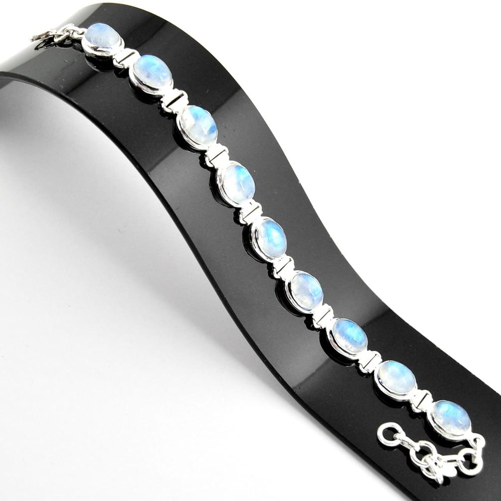 38.72cts natural rainbow moonstone 925 sterling silver tennis bracelet r38873