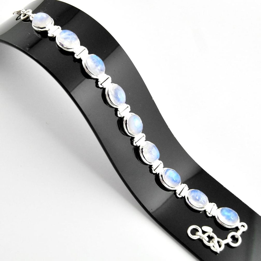39.11cts natural rainbow moonstone 925 sterling silver tennis bracelet r38876