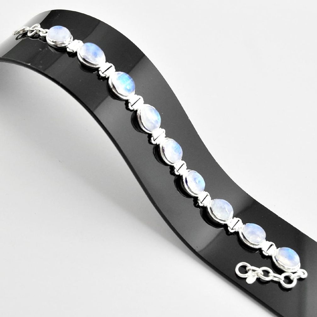 38.31cts natural rainbow moonstone 925 sterling silver tennis bracelet r38880