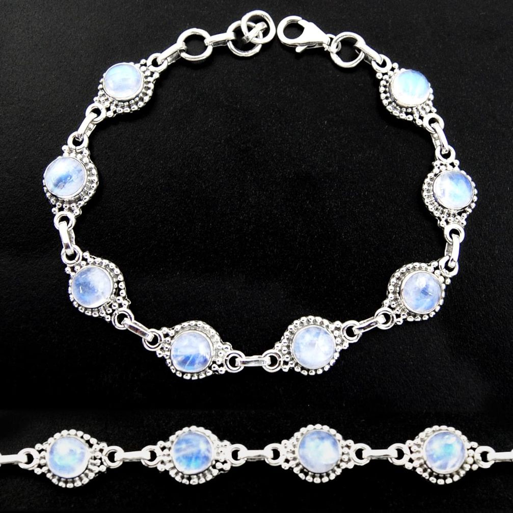 20.40cts natural rainbow moonstone 925 sterling silver tennis bracelet r40421