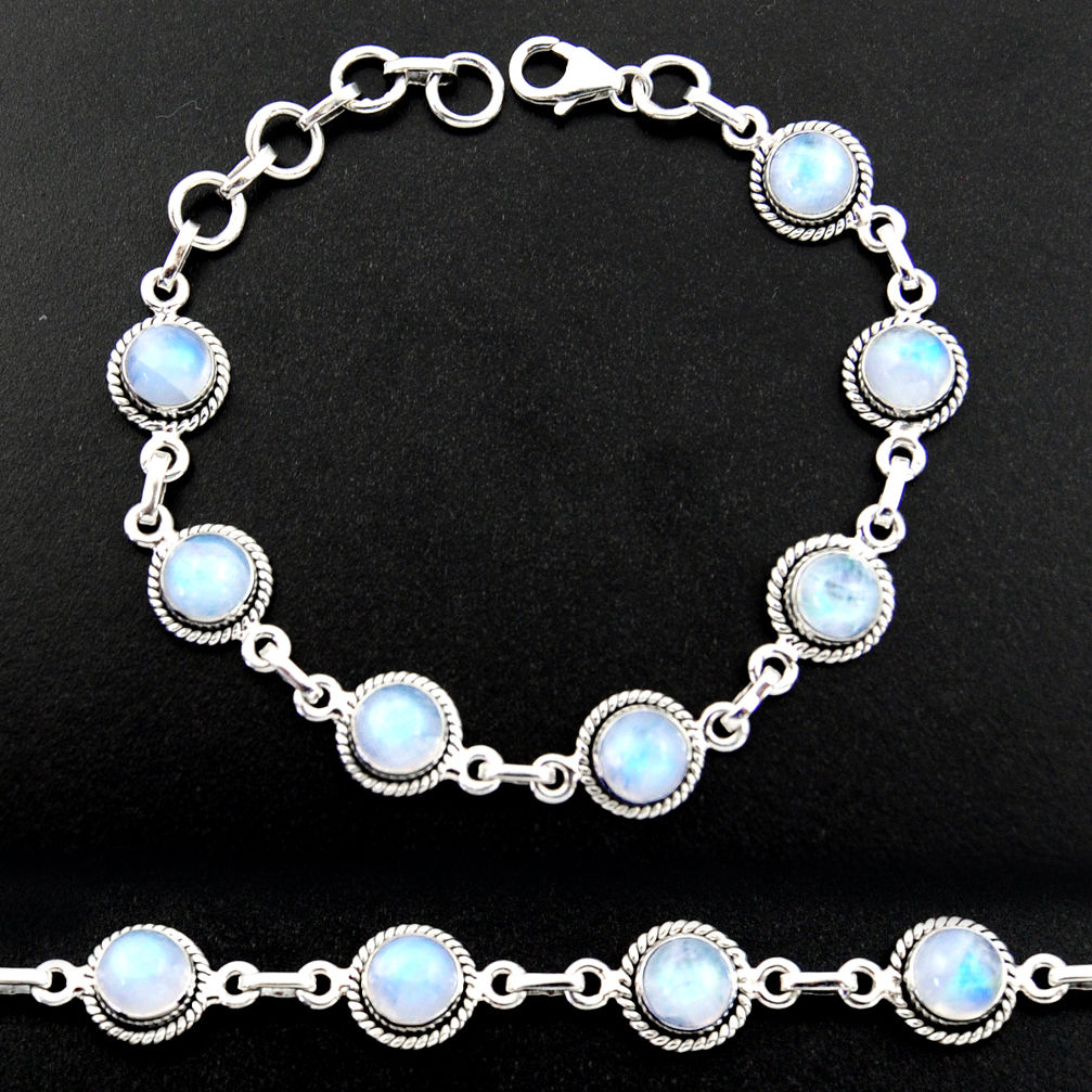 16.21cts natural rainbow moonstone 925 sterling silver tennis bracelet r40429