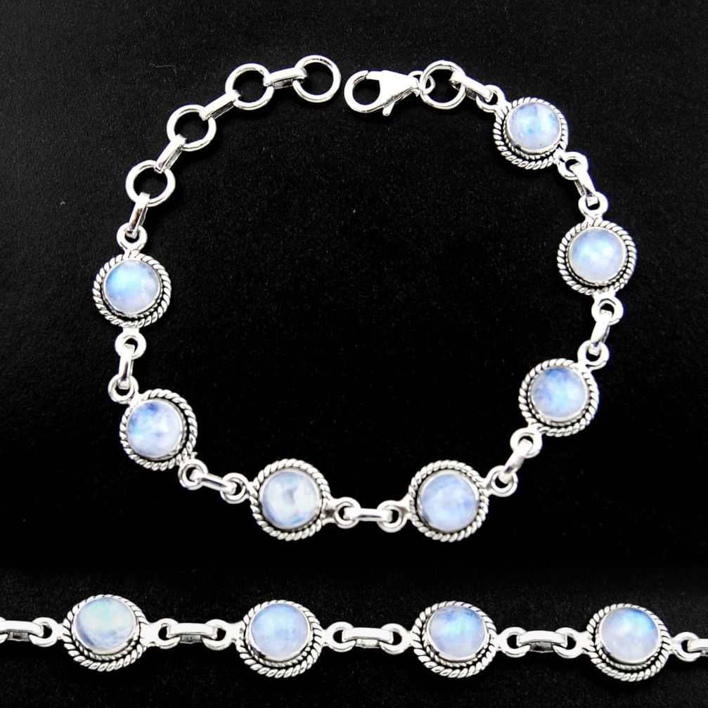 15.91cts natural rainbow moonstone 925 sterling silver tennis bracelet r40431