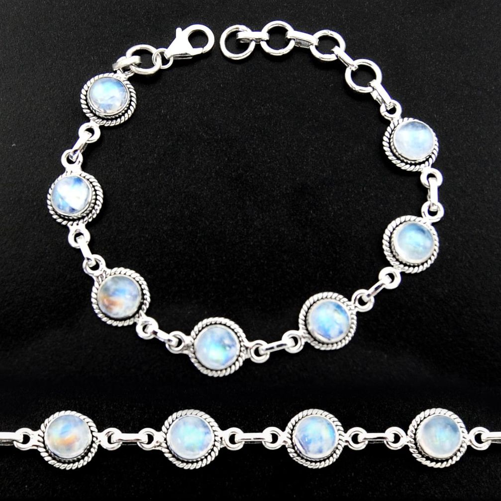 16.22cts natural rainbow moonstone 925 sterling silver tennis bracelet r40438