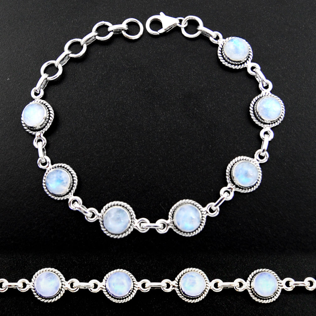 16.22cts natural rainbow moonstone 925 sterling silver tennis bracelet r40440