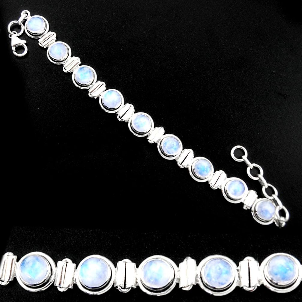 22.44cts natural rainbow moonstone 925 sterling silver tennis bracelet r40442