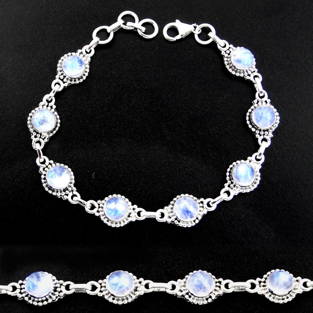 20.32cts natural rainbow moonstone 925 sterling silver tennis bracelet r40443