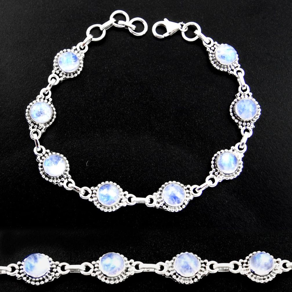 19.84cts natural rainbow moonstone 925 sterling silver tennis bracelet r40446