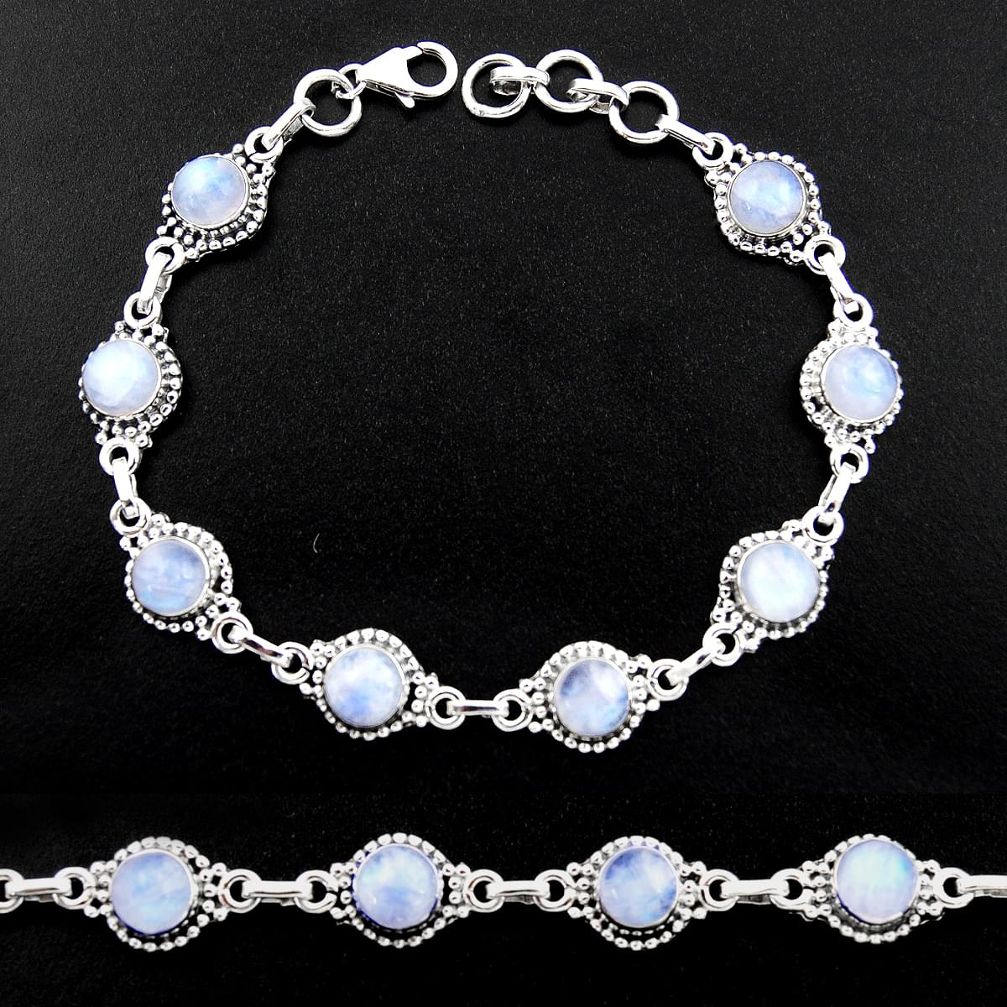 20.84cts natural rainbow moonstone 925 sterling silver tennis bracelet r40447