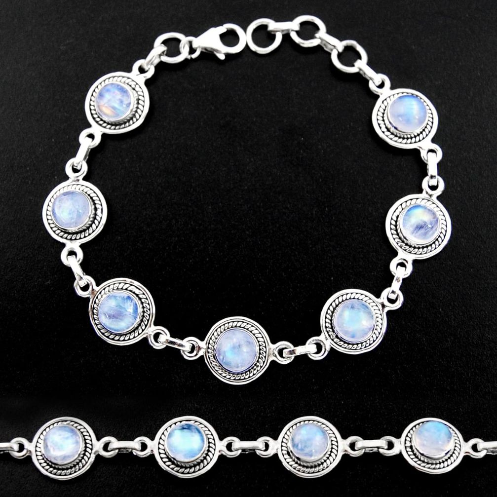 17.24cts natural rainbow moonstone 925 sterling silver tennis bracelet r40452