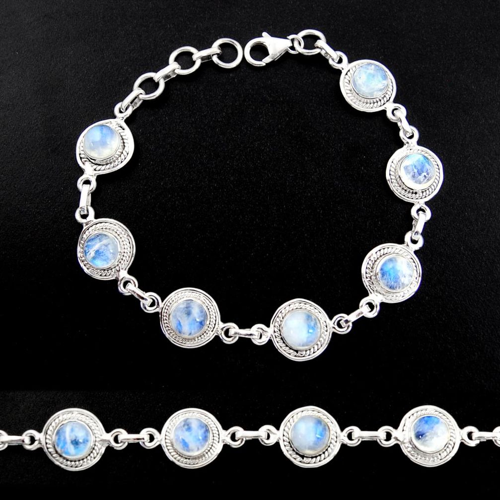 16.45cts natural rainbow moonstone 925 sterling silver tennis bracelet r40457