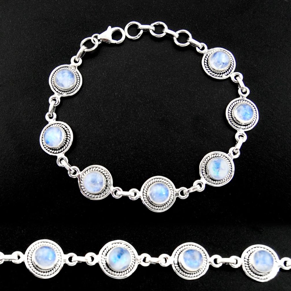 16.68cts natural rainbow moonstone 925 sterling silver tennis bracelet r40459