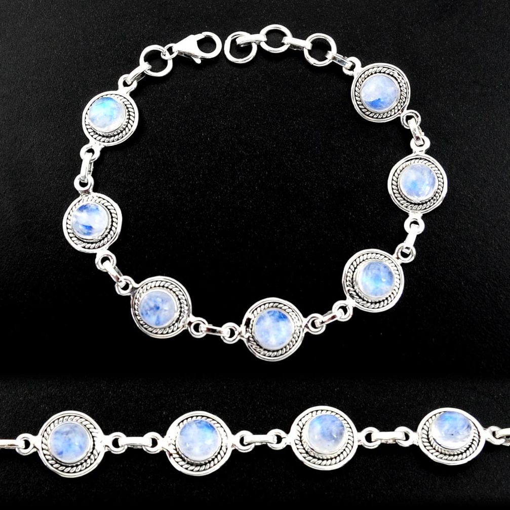 16.94cts natural rainbow moonstone 925 sterling silver tennis bracelet r40460