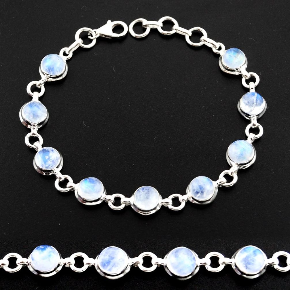 23.15cts natural rainbow moonstone 925 sterling silver tennis bracelet r41205