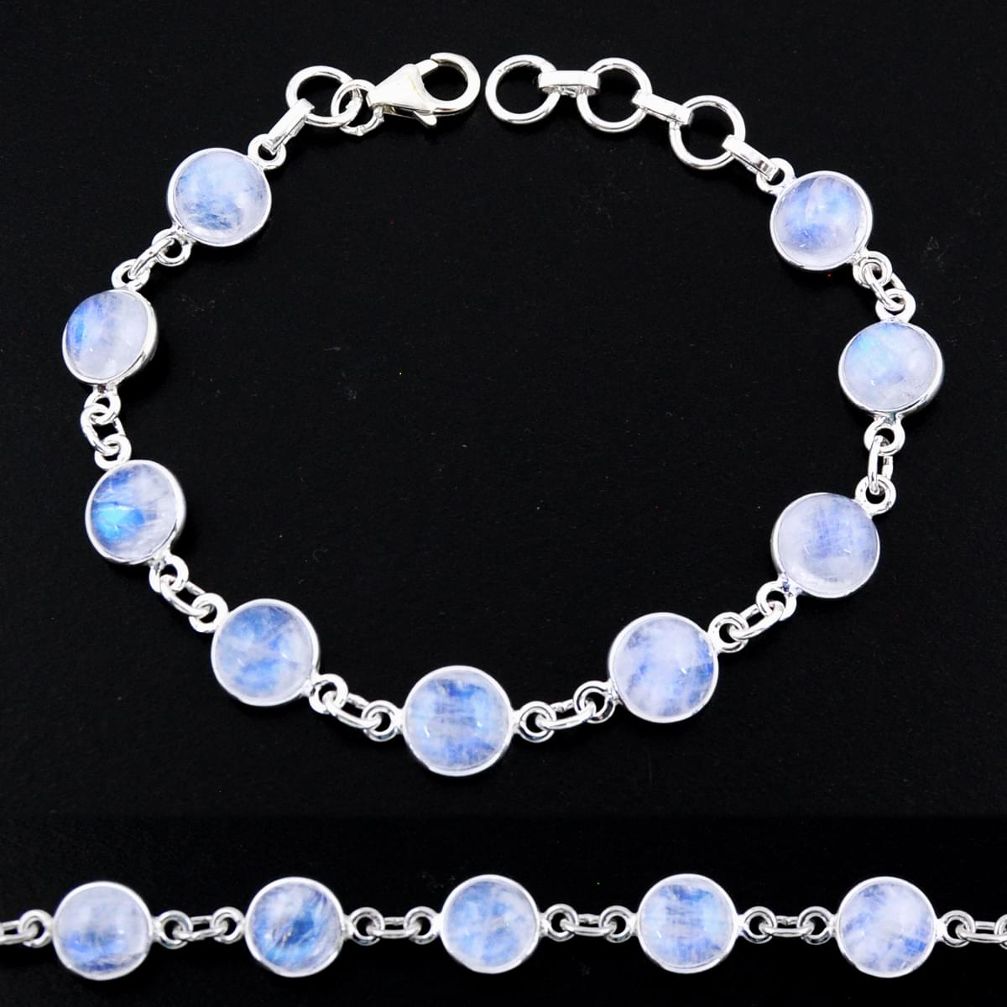 24.33cts natural rainbow moonstone 925 sterling silver tennis bracelet r55075