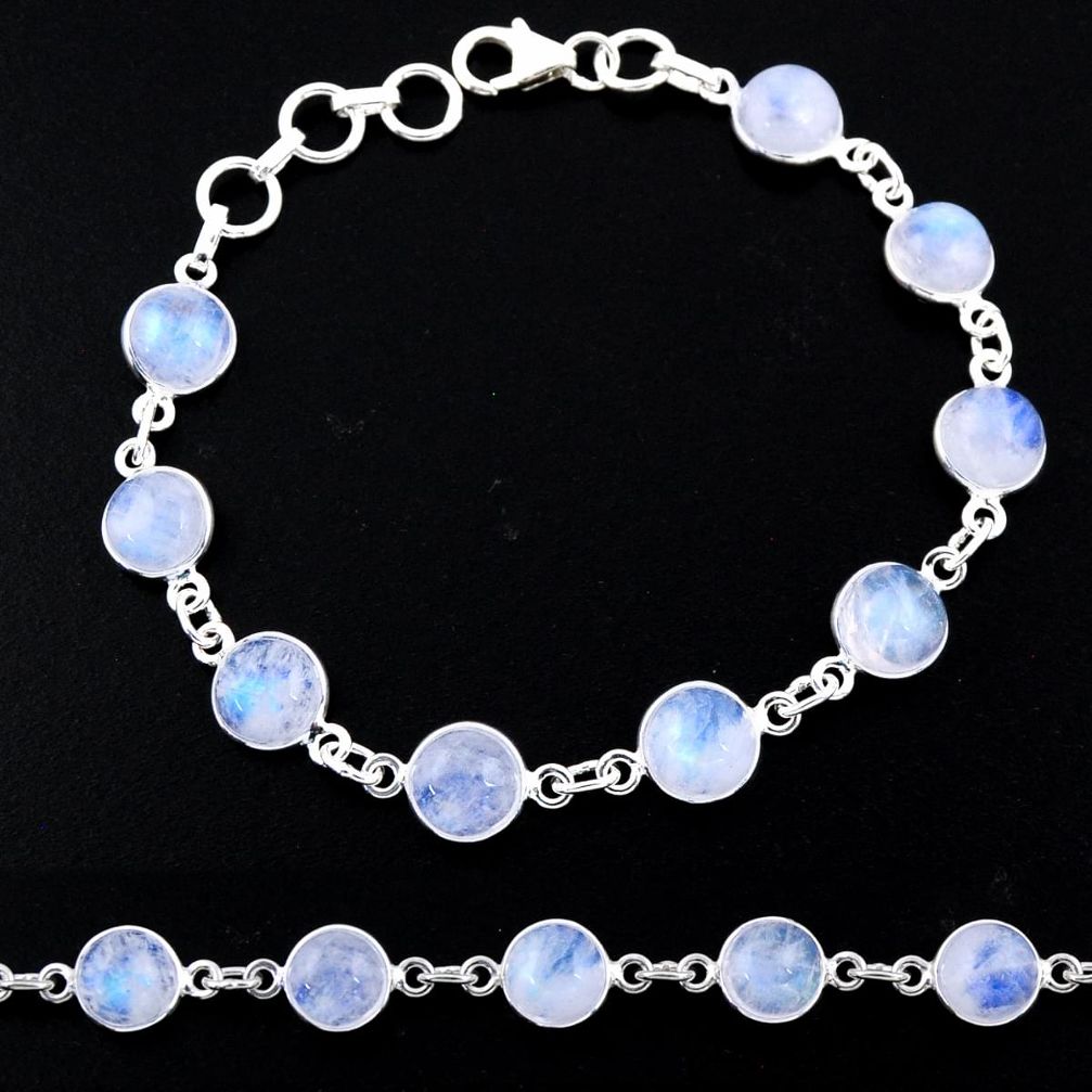 24.84cts natural rainbow moonstone 925 sterling silver tennis bracelet r55077