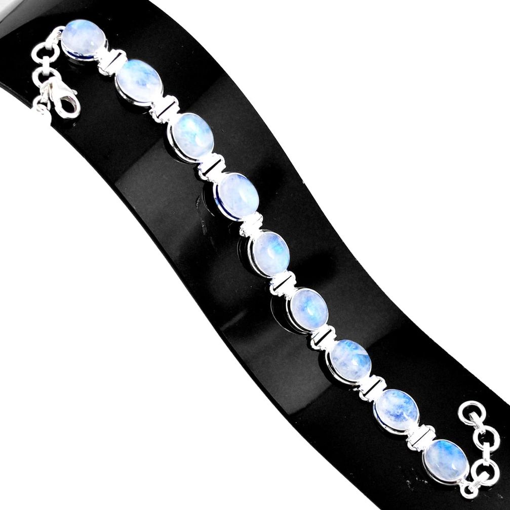 37.86cts natural rainbow moonstone 925 sterling silver tennis bracelet r76625