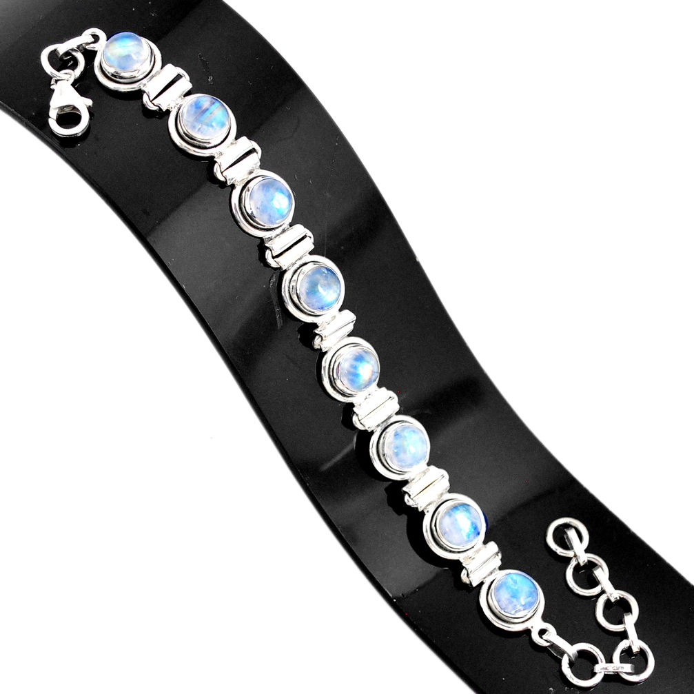 19.54cts natural rainbow moonstone 925 sterling silver tennis bracelet r76637