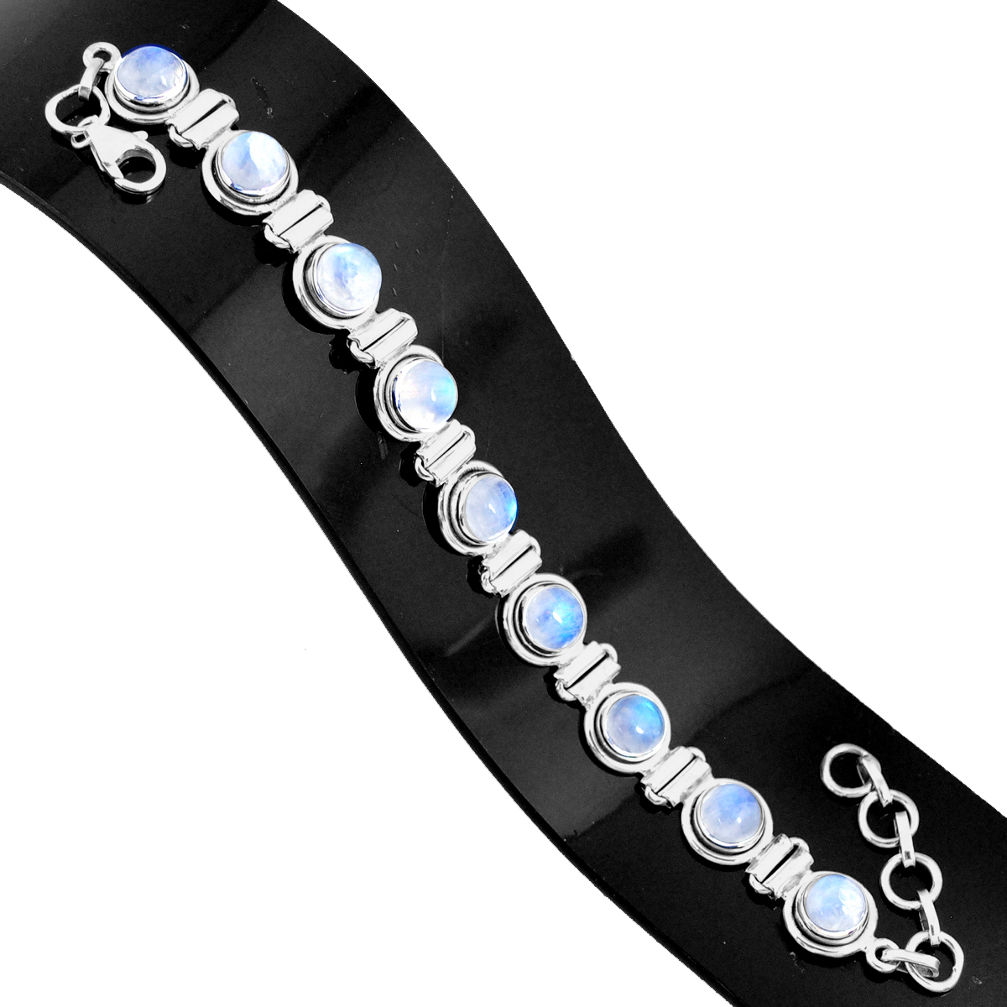 21.70cts natural rainbow moonstone 925 sterling silver tennis bracelet r76638