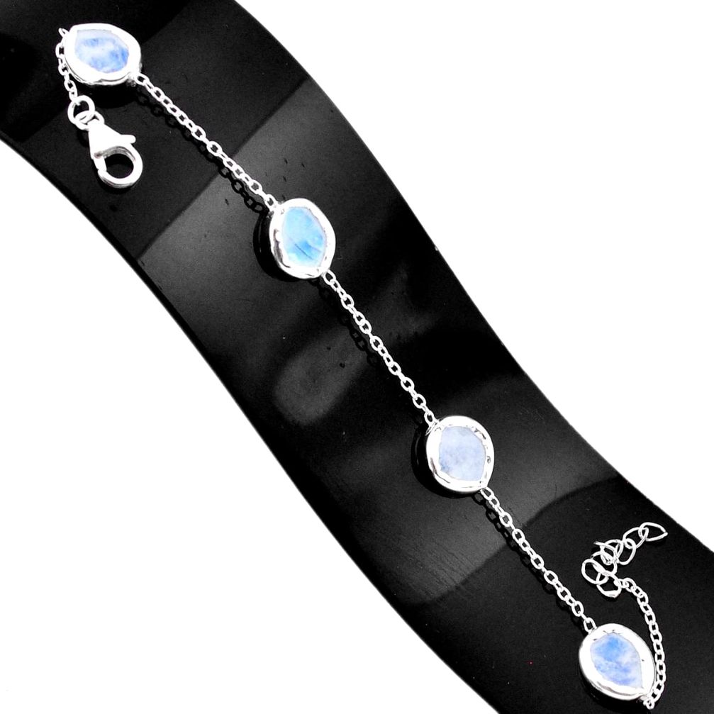 12.71cts natural rainbow moonstone 925 sterling silver tennis bracelet r80621