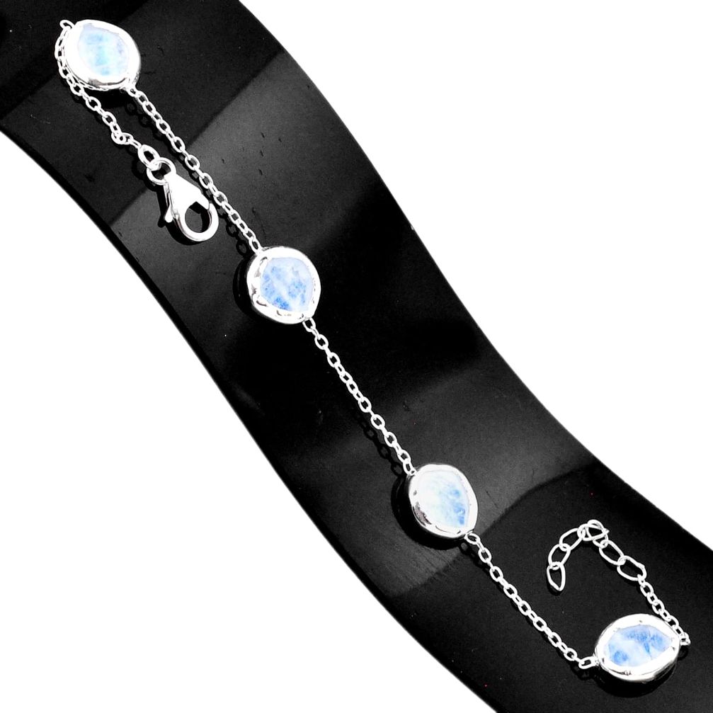 12.71cts natural rainbow moonstone 925 sterling silver tennis bracelet r80622