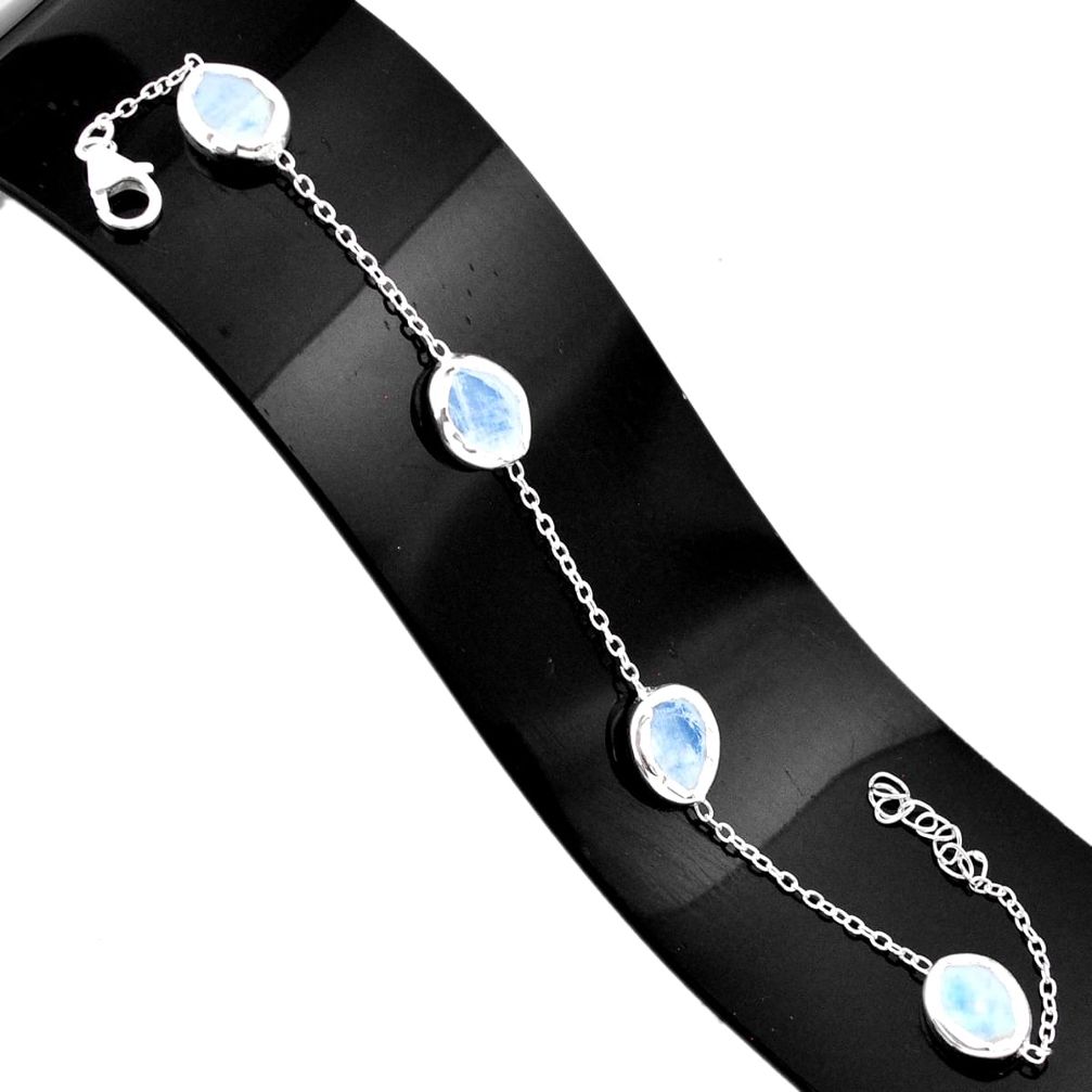 12.71cts natural rainbow moonstone 925 sterling silver tennis bracelet r80623