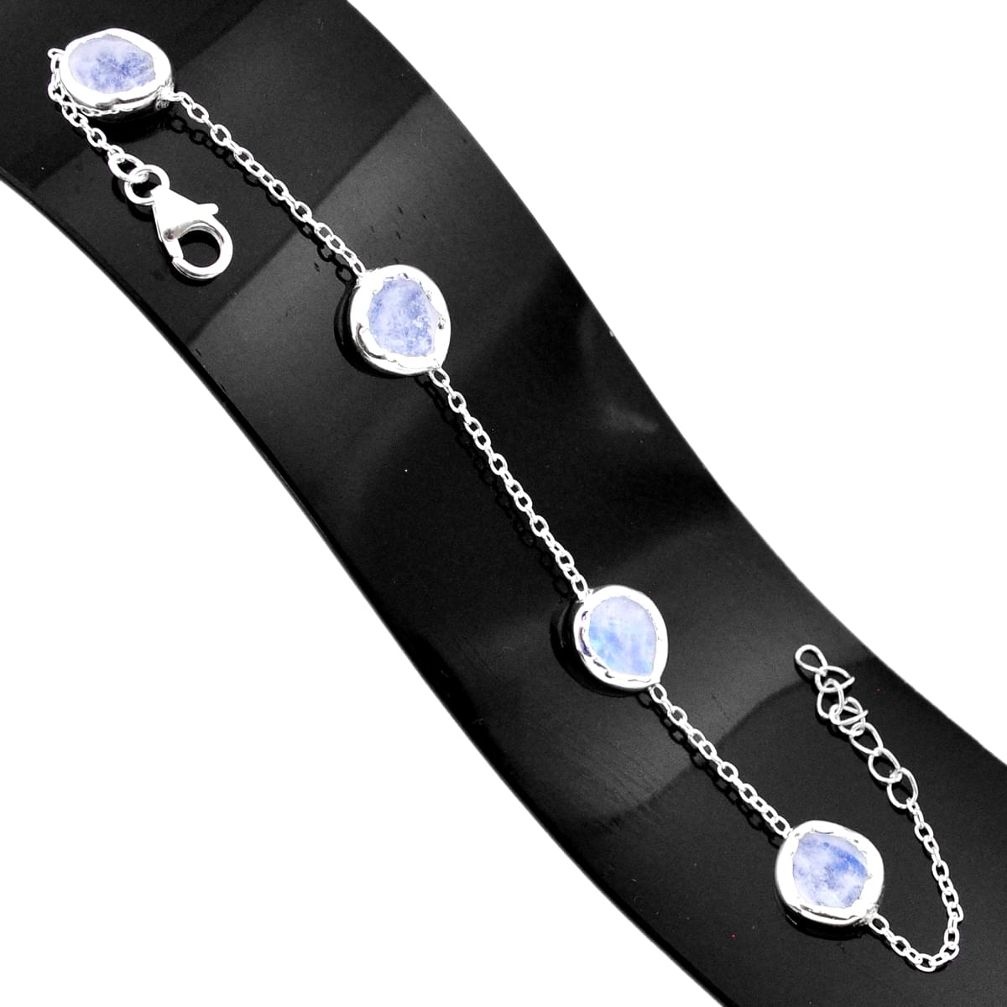 12.71cts natural rainbow moonstone 925 sterling silver tennis bracelet r80644