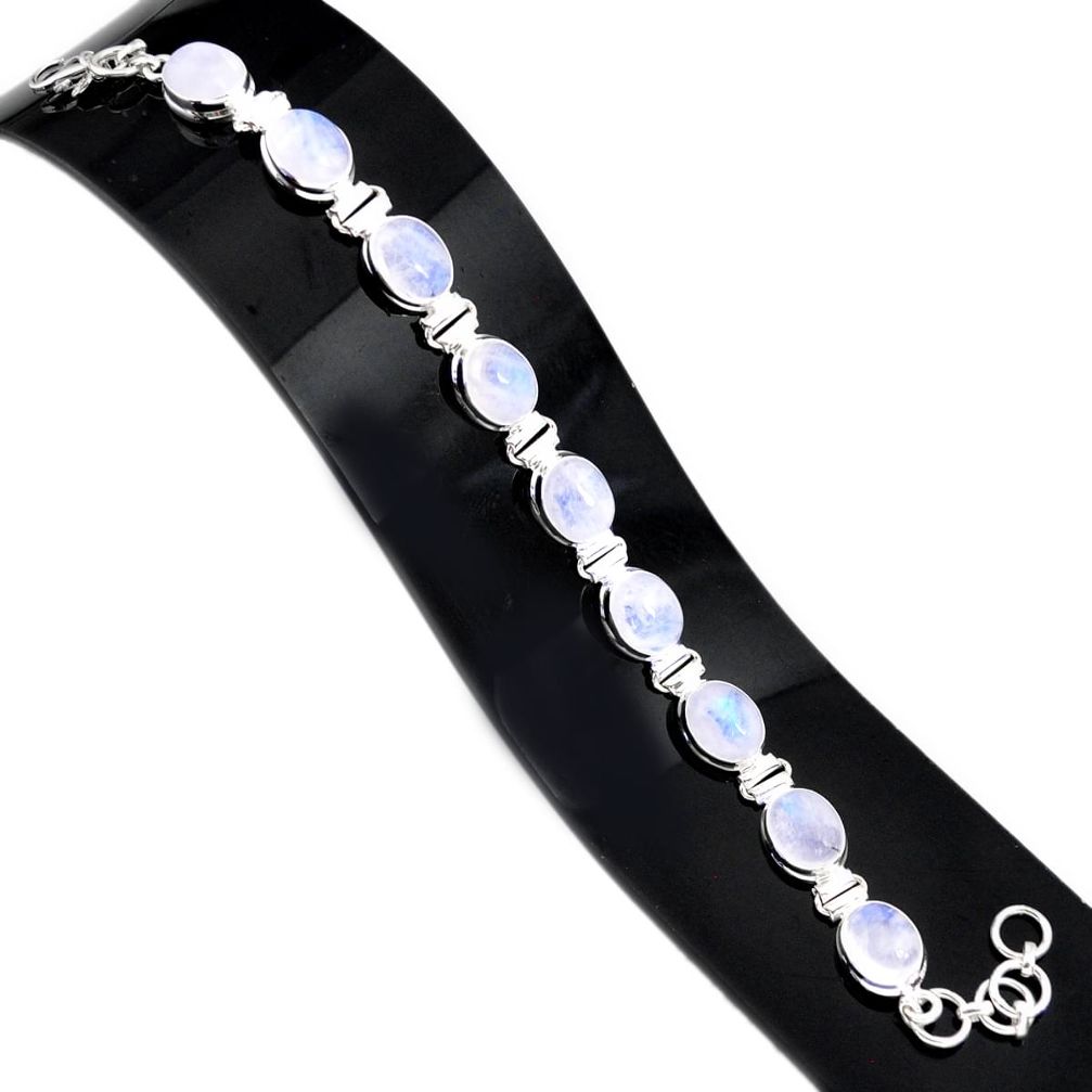 38.31cts natural rainbow moonstone 925 sterling silver tennis bracelet r84321