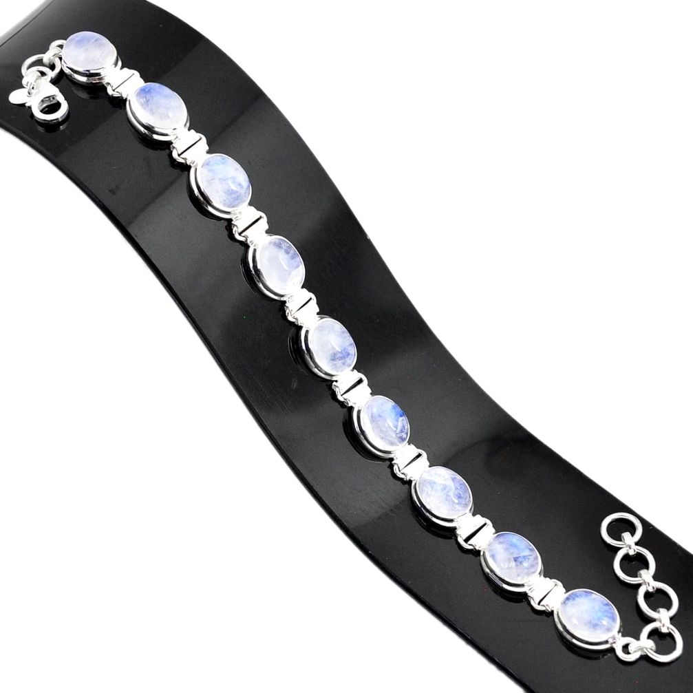 37.43cts natural rainbow moonstone 925 sterling silver tennis bracelet r84329