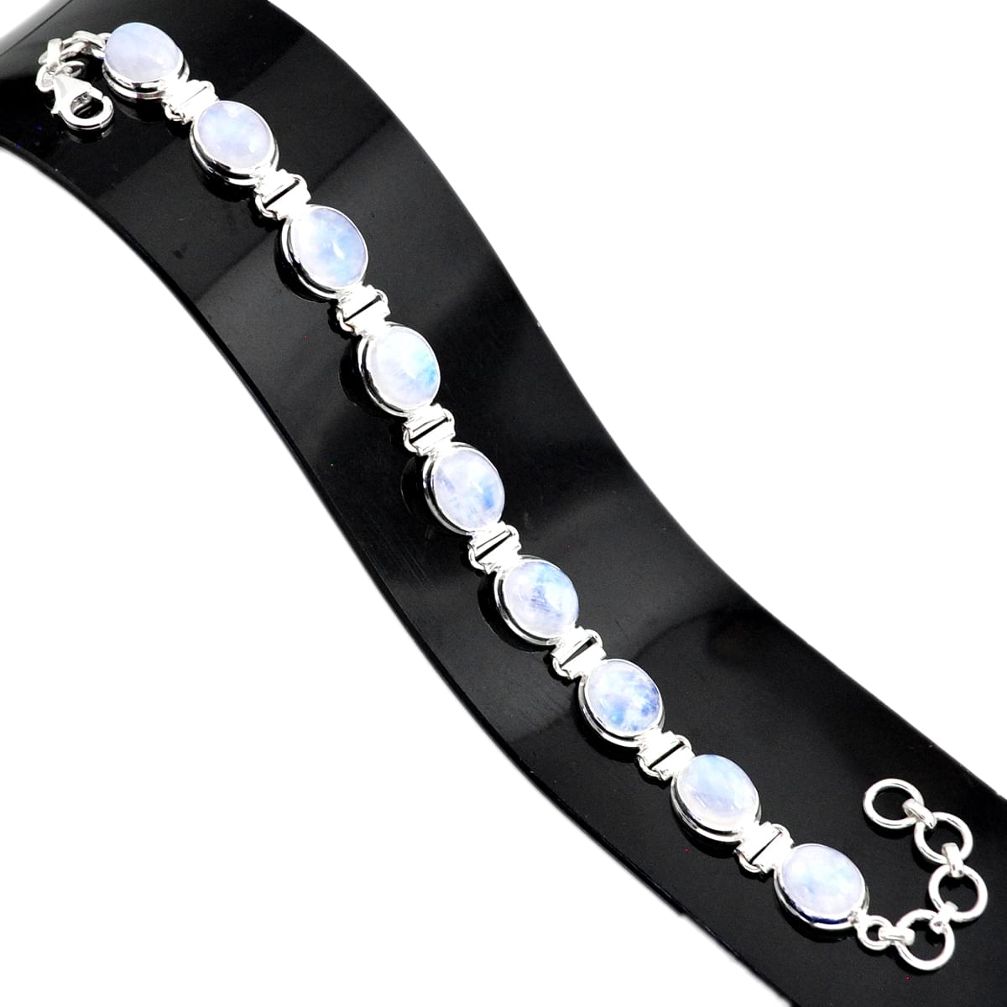 39.54cts natural rainbow moonstone 925 sterling silver tennis bracelet r84330