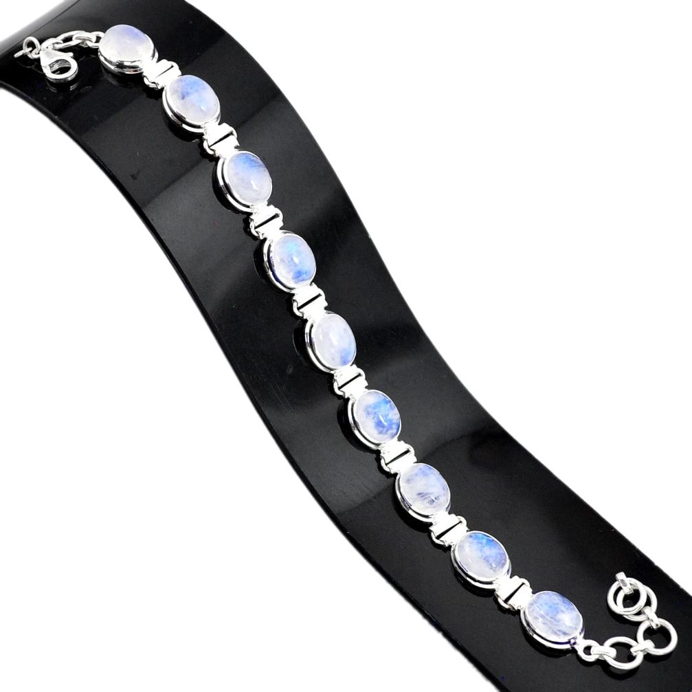 38.60cts natural rainbow moonstone 925 sterling silver tennis bracelet r84332