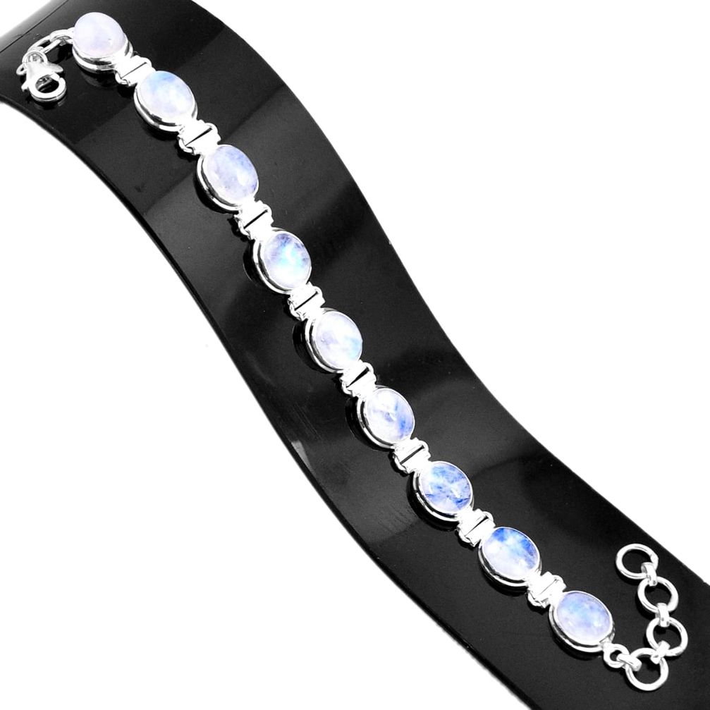 39.48cts natural rainbow moonstone 925 sterling silver tennis bracelet r84337