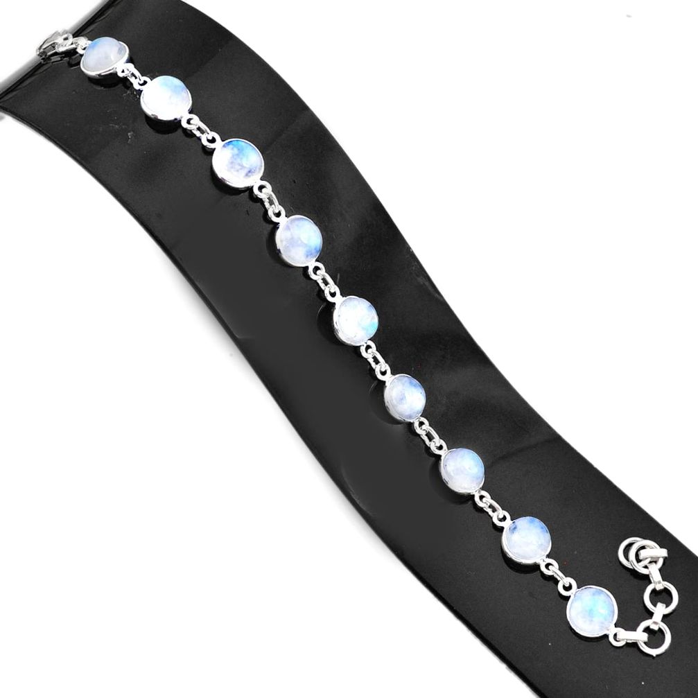 27.10cts natural rainbow moonstone 925 sterling silver tennis bracelet r84951