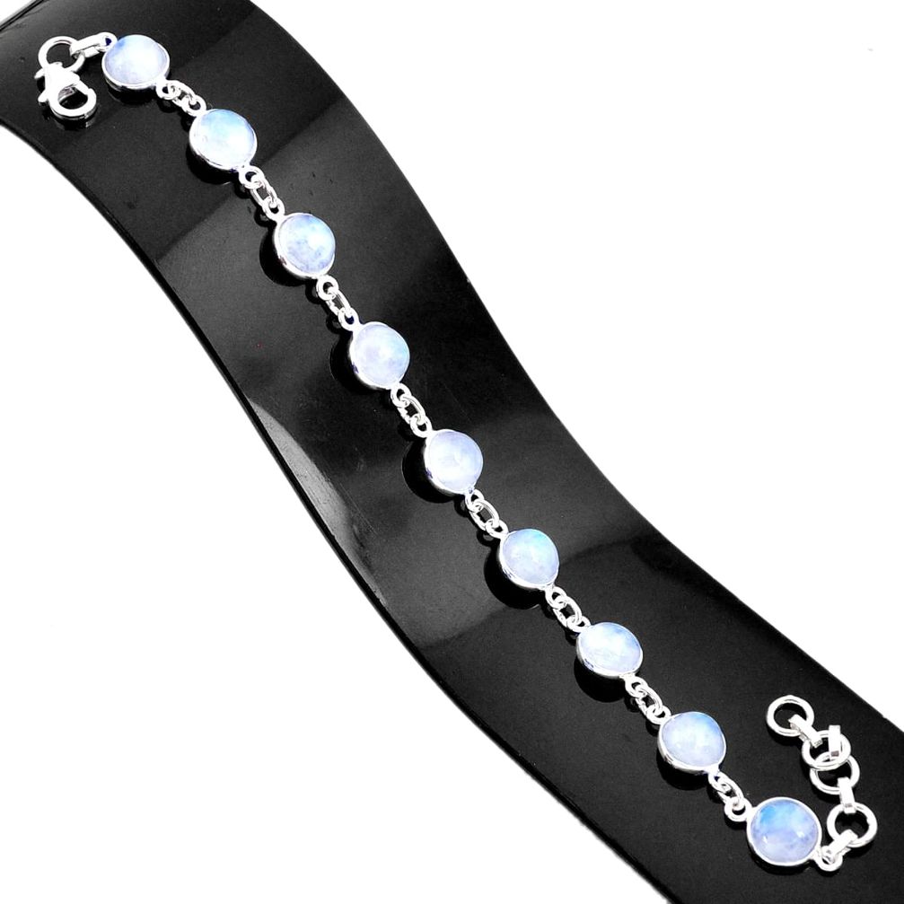 24.89cts natural rainbow moonstone 925 sterling silver tennis bracelet r84952