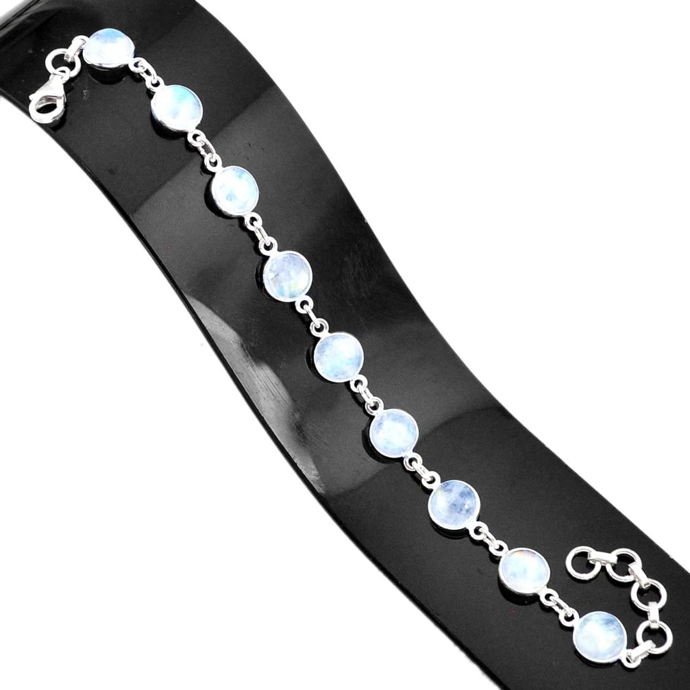 25.28cts natural rainbow moonstone 925 sterling silver tennis bracelet r84953