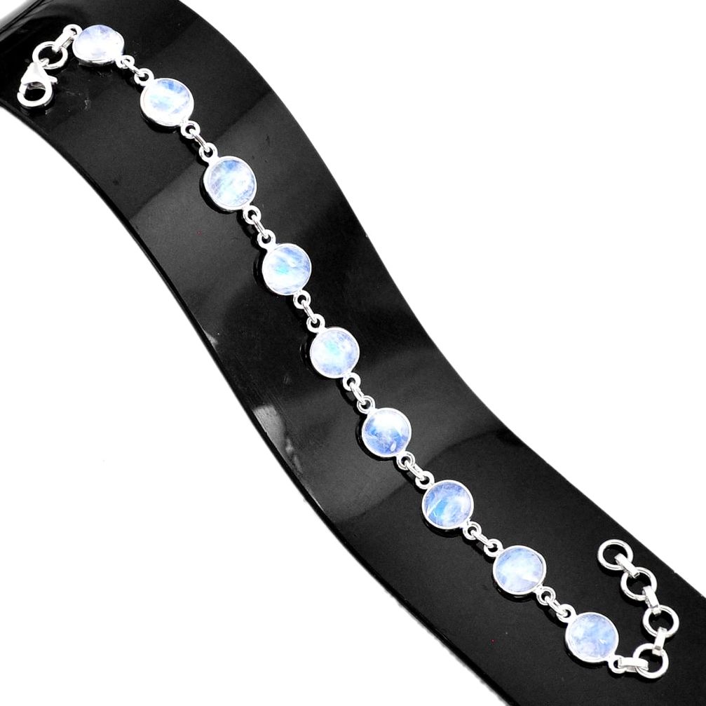 25.28cts natural rainbow moonstone 925 sterling silver tennis bracelet r84955