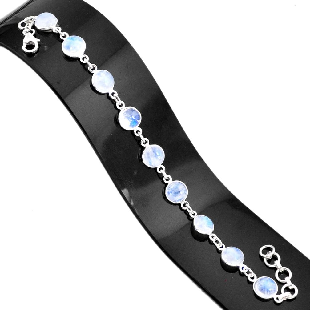 23.72cts natural rainbow moonstone 925 sterling silver tennis bracelet r84957